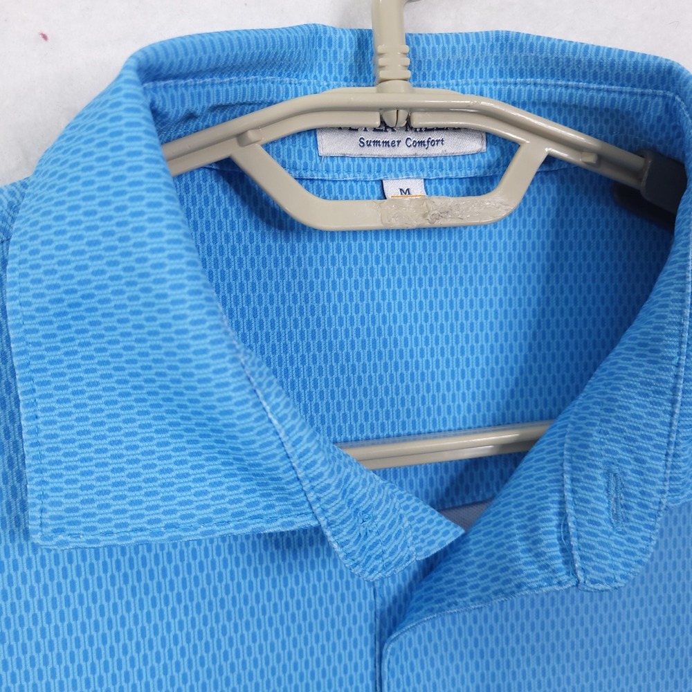 Peter Millar Polo Shirt Mens Medium Blue Summer Comfort Performance Golf Mesh